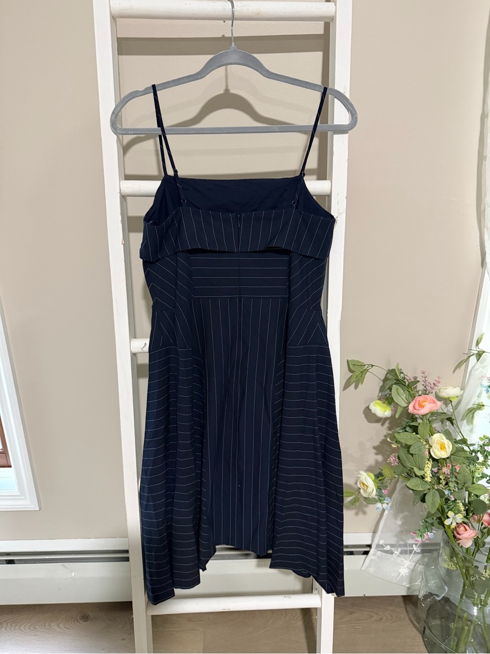 Banana Republic Navy Pinstripe Midi Dress with Spaghetti Straps - Picture 3 of 5